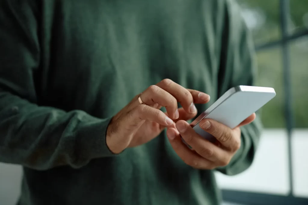 Completing an online health intake on a phone