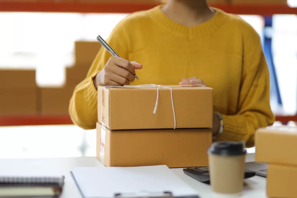 Receiving a package delivery at home
